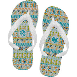 Abstract Teal Stripes Flip Flops - Large (Personalized)