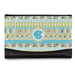 Abstract Teal Stripes Genuine Leather Women's Wallet - Small (Personalized)