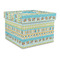 Abstract Teal Stripes Gift Boxes with Lid - Canvas Wrapped - Large - Front/Main