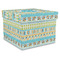 Abstract Teal Stripes Gift Boxes with Lid - Canvas Wrapped - XX-Large - Front/Main