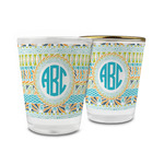 Abstract Teal Stripes Glass Shot Glass - 1.5 oz (Personalized)