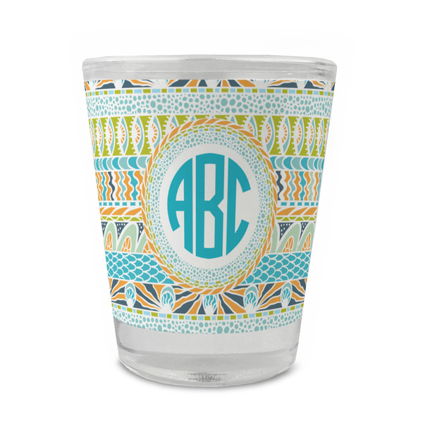 Custom Abstract Teal Stripes Glass Shot Glass - 1.5 oz - Single (Personalized)