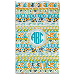 Abstract Teal Stripes Golf Towel - Poly-Cotton Blend w/ Monograms