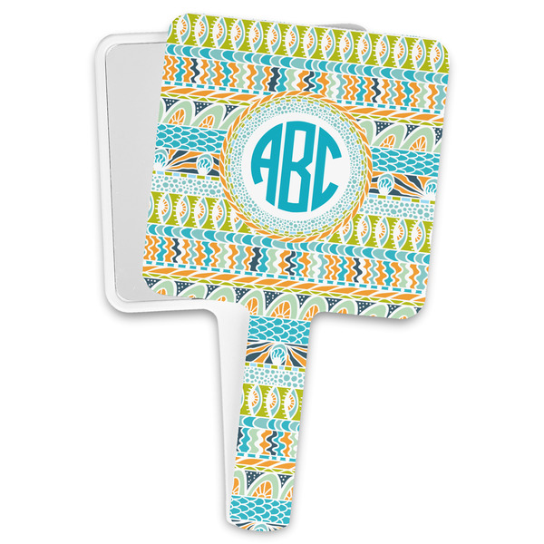 Custom Abstract Teal Stripes Hand Mirror (Personalized)