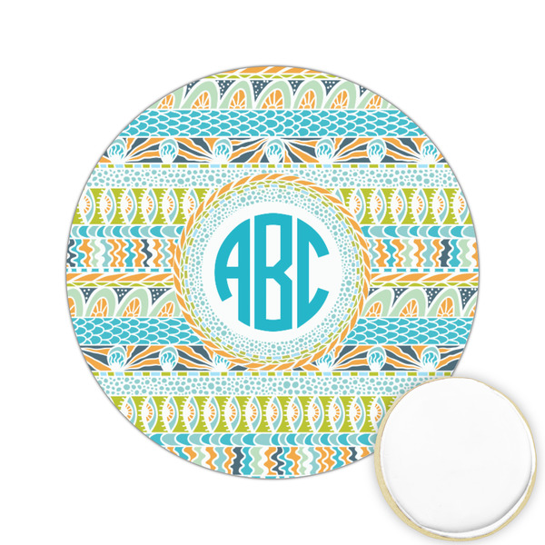 Custom Abstract Teal Stripes Printed Cookie Topper - 2.15" (Personalized)