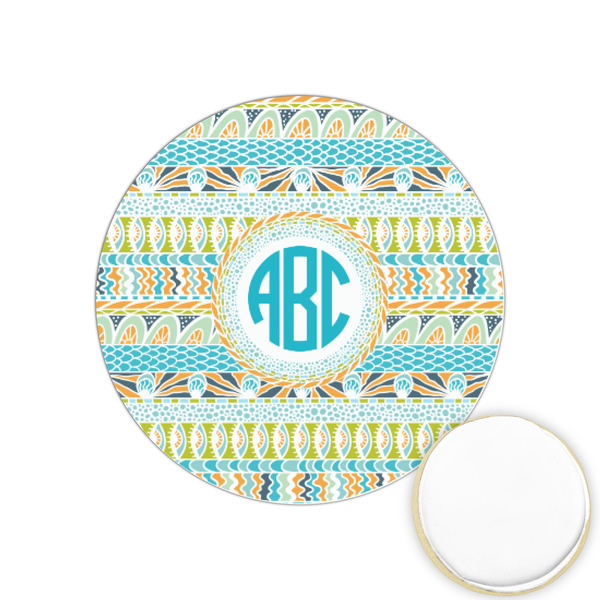 Custom Abstract Teal Stripes Printed Cookie Topper - 1.25" (Personalized)