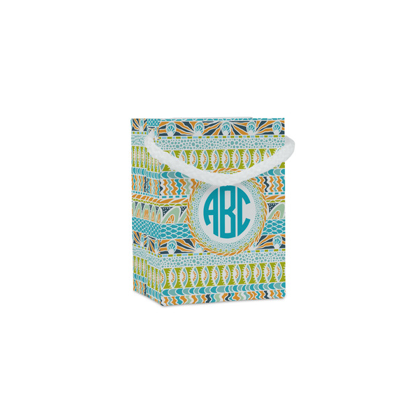 Custom Abstract Teal Stripes Jewelry Gift Bags (Personalized)