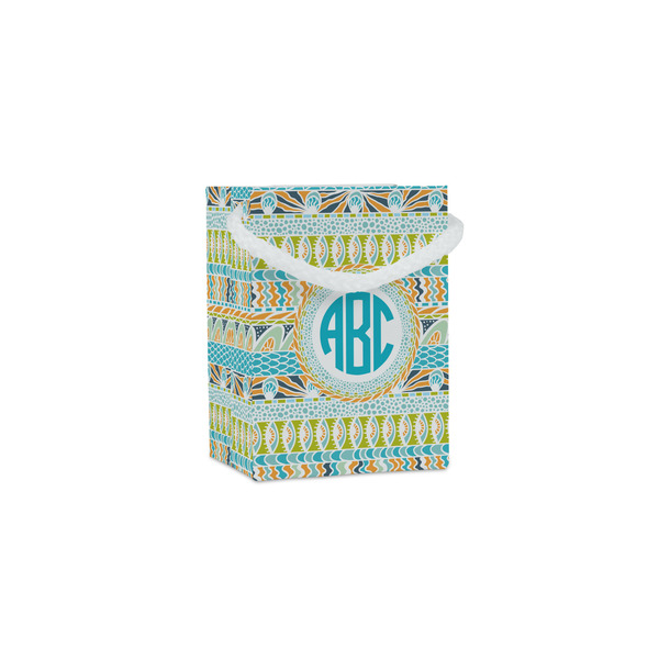 Custom Abstract Teal Stripes Jewelry Gift Bags - Matte (Personalized)