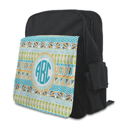 Abstract Teal Stripes Preschool Backpack (Personalized)
