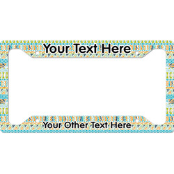 Abstract Teal Stripes License Plate Frame (Personalized)