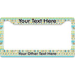Abstract Teal Stripes License Plate Frame - Style B (Personalized)