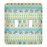 Abstract Teal Stripes Light Switch Cover (2 Toggle Plate)