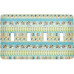 Abstract Teal Stripes Light Switch Cover (4 Toggle Plate)