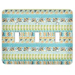 Abstract Teal Stripes Light Switch Cover (3 Toggle Plate)