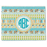 Abstract Teal Stripes Single-Sided Linen Placemat - Single w/ Monogram