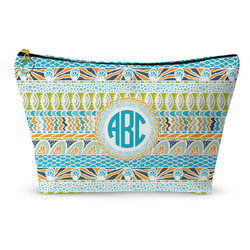 Abstract Teal Stripes Makeup Bag - Small - 8.5"x4.5" (Personalized)