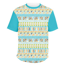 Abstract Teal Stripes Men's Crew T-Shirt