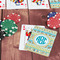 Abstract Teal Stripes On Table with Poker Chips