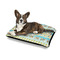 Abstract Teal Stripes Outdoor Dog Beds - Medium - IN CONTEXT