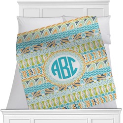 Abstract Teal Stripes Minky Blanket (Personalized)