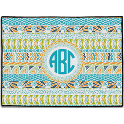 Abstract Teal Stripes Door Mat - 24"x18" (Personalized)