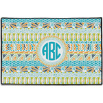 Abstract Teal Stripes Door Mat - 36"x24" (Personalized)