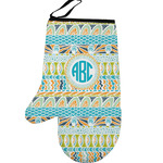 Abstract Teal Stripes Left Oven Mitt (Personalized)