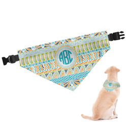 Abstract Teal Stripes Dog Bandana - Large (Personalized)