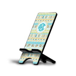 Abstract Teal Stripes Cell Phone Stand (Small) (Personalized)