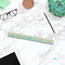 Abstract Teal Stripes Plastic Ruler - 12" - LIFESTYLE