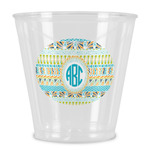 Abstract Teal Stripes Plastic Shot Glass (Personalized)