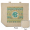 Abstract Teal Stripes Reusable Cotton Grocery Bag - Front & Back View