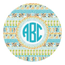 Abstract Teal Stripes Round Decal - Small (Personalized)