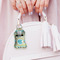 Abstract Teal Stripes Sanitizer Holder Keychain - Small (LIFESTYLE)