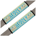 Abstract Teal Stripes Seat Belt Covers (Set of 2) (Personalized)