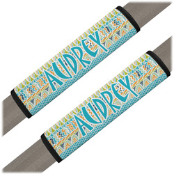 Abstract Teal Stripes Seat Belt Covers (Set of 2) (Personalized)