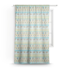 Abstract Teal Stripes Sheer Curtain - 50"x84"