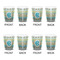 Abstract Teal Stripes Shot Glass - White - Set of 4 - APPROVAL