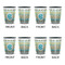Abstract Teal Stripes Shot Glassess - Two Tone - Set of 4 - APPROVAL