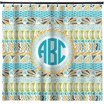 Abstract Teal Stripes Shower Curtain - Custom Size (Personalized)