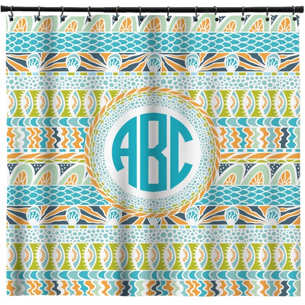 Custom Abstract Teal Stripes Shower Curtain - Custom Size (Personalized)