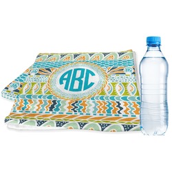 Abstract Teal Stripes Sports & Fitness Towel (Personalized)