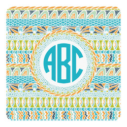 Abstract Teal Stripes Square Decal - Large (Personalized)