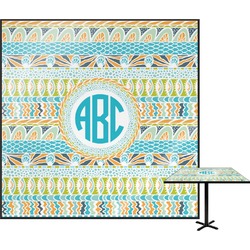 Abstract Teal Stripes Square Table Top - 24" (Personalized)