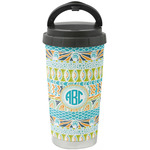 Abstract Teal Stripes Stainless Steel Coffee Tumbler (Personalized)