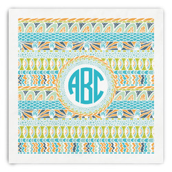 Abstract Teal Stripes Paper Dinner Napkins (Personalized)