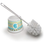 Abstract Teal Stripes Toilet Brush (Personalized)