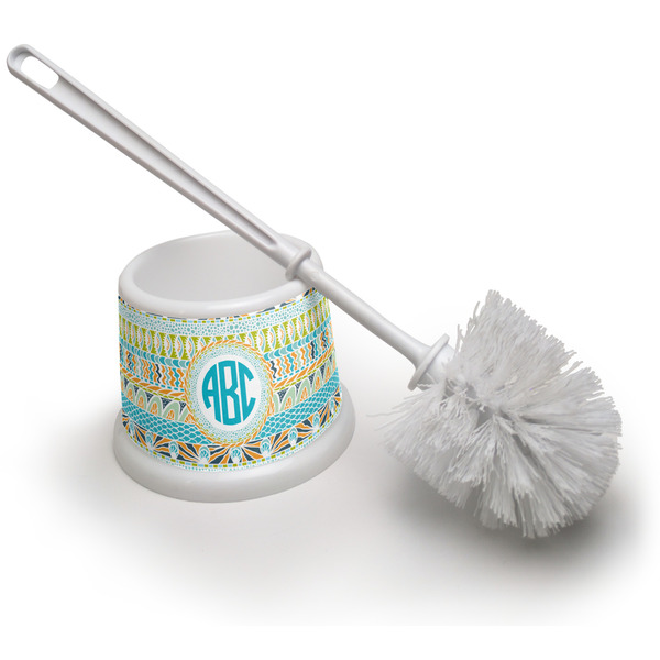 Custom Abstract Teal Stripes Toilet Brush (Personalized)