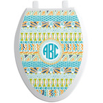 Abstract Teal Stripes Toilet Seat Decal - Elongated (Personalized)