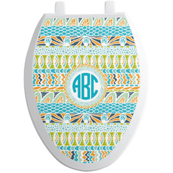 Abstract Teal Stripes Toilet Seat Decal - Elongated (Personalized)